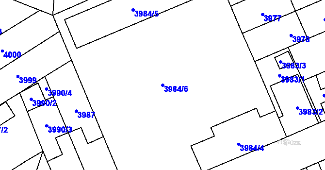 Parcela st. 3984/6 v KÚ Přerov, Katastrální mapa
