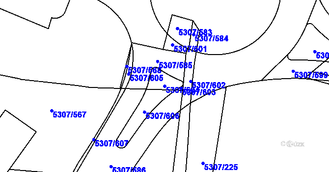 Parcela st. 5307/604 v KÚ Přerov, Katastrální mapa