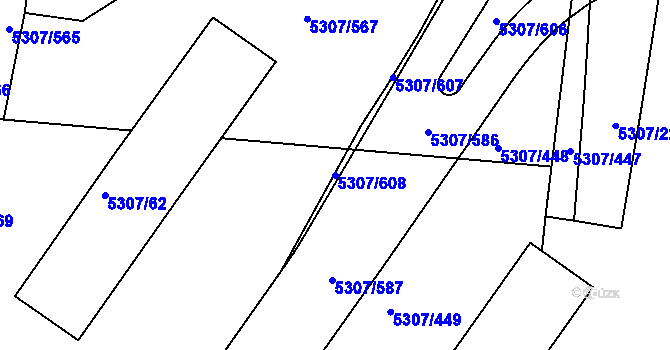Parcela st. 5307/608 v KÚ Přerov, Katastrální mapa