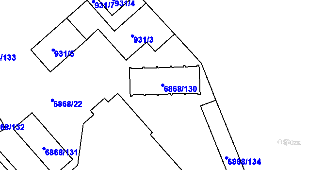 Parcela st. 6868/130 v KÚ Přerov, Katastrální mapa