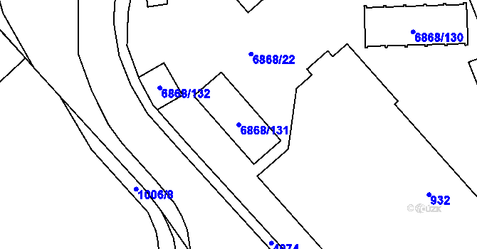 Parcela st. 6868/131 v KÚ Přerov, Katastrální mapa