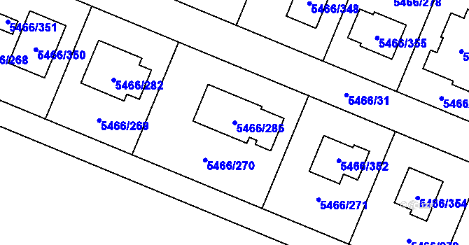 Parcela st. 5466/286 v KÚ Přerov, Katastrální mapa