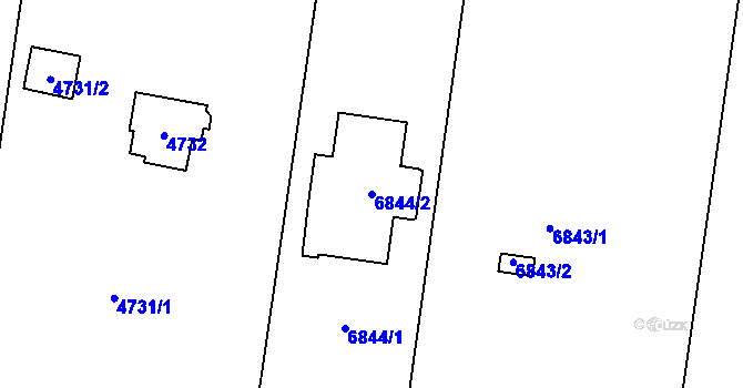 Parcela st. 6844/2 v KÚ Přerov, Katastrální mapa
