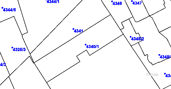 Parcela st. 4340/1 v KÚ Přerov, Katastrální mapa