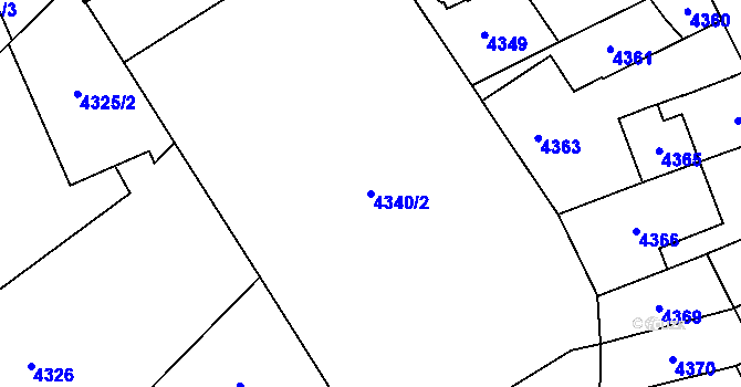 Parcela st. 4340/2 v KÚ Přerov, Katastrální mapa