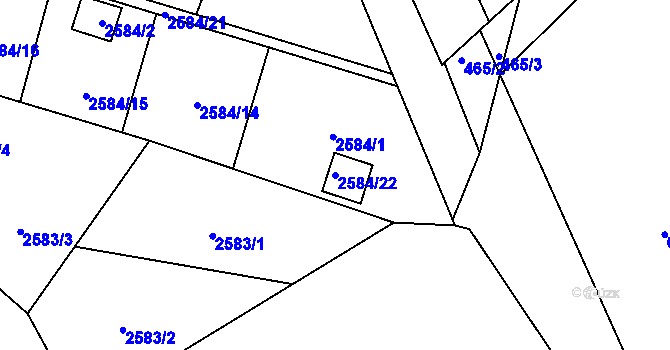Parcela st. 2584/22 v KÚ Přerov, Katastrální mapa