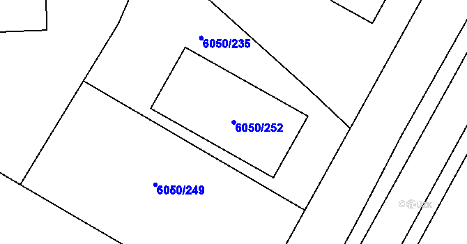 Parcela st. 6050/252 v KÚ Přerov, Katastrální mapa