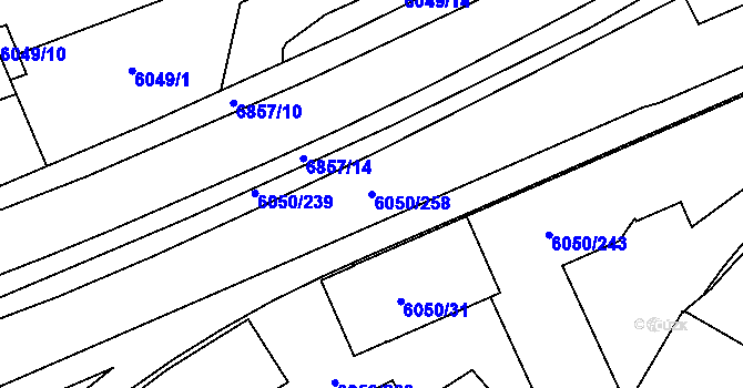 Parcela st. 6050/258 v KÚ Přerov, Katastrální mapa