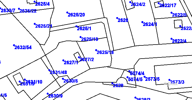 Parcela st. 2625/18 v KÚ Přerov, Katastrální mapa
