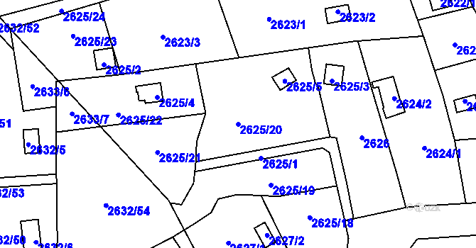 Parcela st. 2625/20 v KÚ Přerov, Katastrální mapa