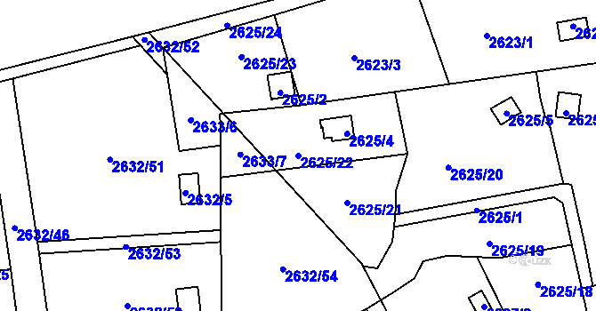 Parcela st. 2625/22 v KÚ Přerov, Katastrální mapa