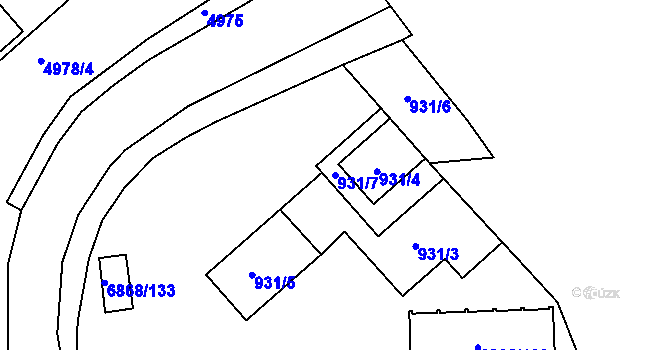 Parcela st. 931/7 v KÚ Přerov, Katastrální mapa
