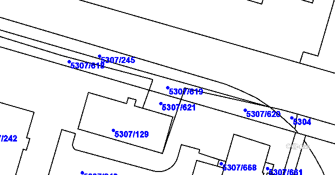 Parcela st. 5307/619 v KÚ Přerov, Katastrální mapa