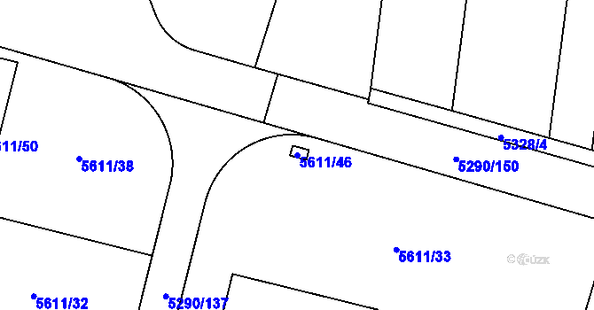Parcela st. 5611/46 v KÚ Přerov, Katastrální mapa