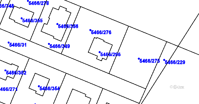 Parcela st. 5466/296 v KÚ Přerov, Katastrální mapa
