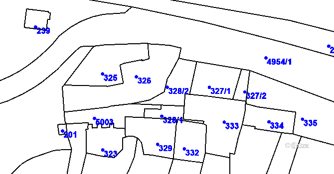 Parcela st. 328/2 v KÚ Přerov, Katastrální mapa