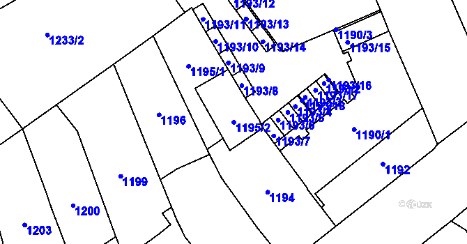 Parcela st. 1195/2 v KÚ Přerov, Katastrální mapa