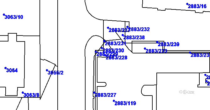 Parcela st. 2883/228 v KÚ Přerov, Katastrální mapa