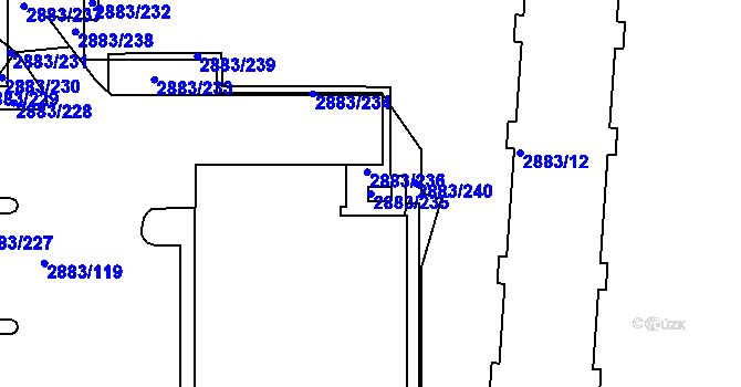 Parcela st. 2883/235 v KÚ Přerov, Katastrální mapa
