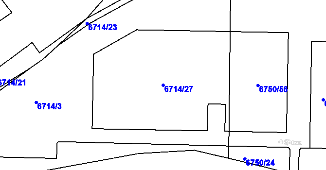 Parcela st. 6714/27 v KÚ Přerov, Katastrální mapa