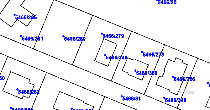 Parcela st. 5466/348 v KÚ Přerov, Katastrální mapa