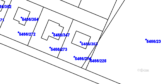 Parcela st. 5466/353 v KÚ Přerov, Katastrální mapa