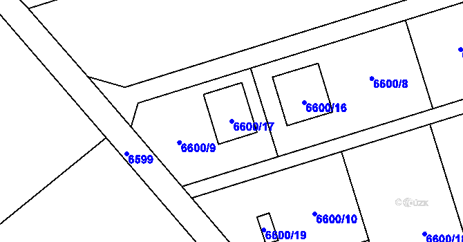 Parcela st. 6600/17 v KÚ Přerov, Katastrální mapa