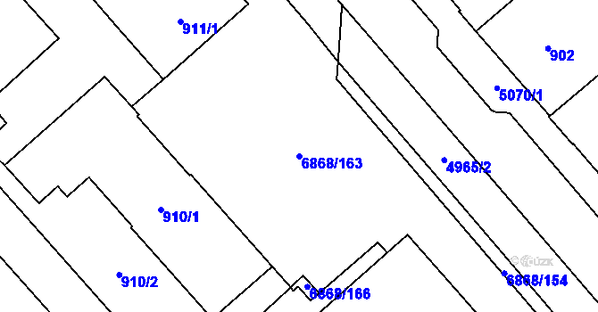Parcela st. 6868/163 v KÚ Přerov, Katastrální mapa