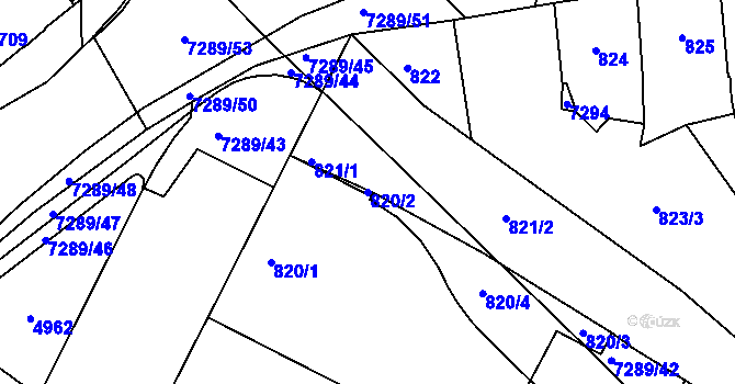 Parcela st. 820/2 v KÚ Přerov, Katastrální mapa