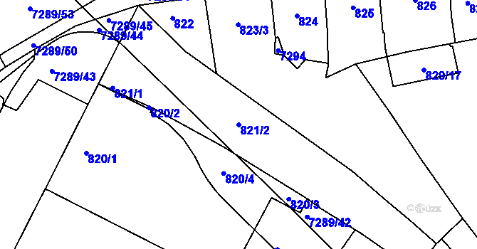 Parcela st. 821/2 v KÚ Přerov, Katastrální mapa