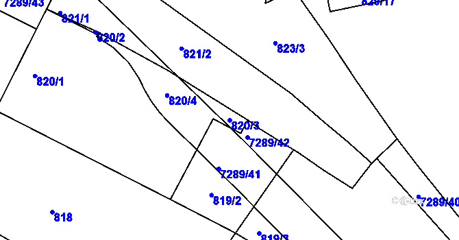 Parcela st. 820/3 v KÚ Přerov, Katastrální mapa