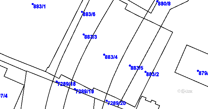 Parcela st. 883/4 v KÚ Přerov, Katastrální mapa