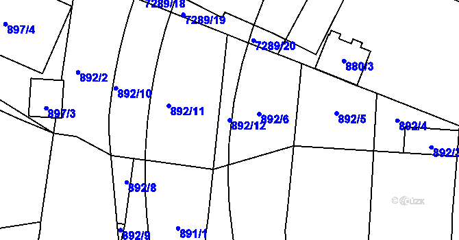 Parcela st. 892/12 v KÚ Přerov, Katastrální mapa
