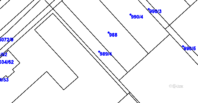 Parcela st. 989/4 v KÚ Přerov, Katastrální mapa
