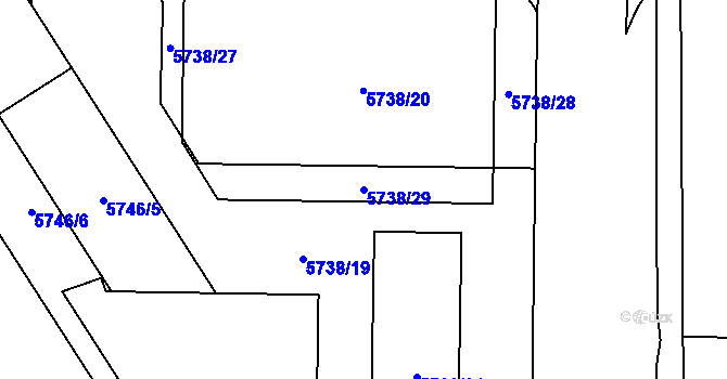 Parcela st. 5738/29 v KÚ Přerov, Katastrální mapa
