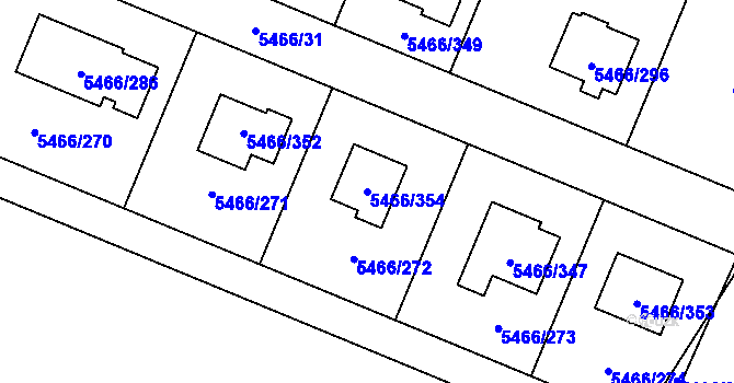 Parcela st. 5466/354 v KÚ Přerov, Katastrální mapa