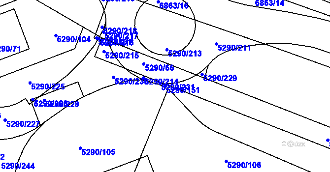Parcela st. 5290/151 v KÚ Přerov, Katastrální mapa