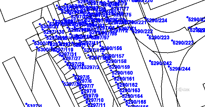 Parcela st. 5290/157 v KÚ Přerov, Katastrální mapa