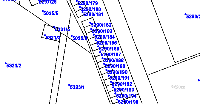 Parcela st. 5290/187 v KÚ Přerov, Katastrální mapa