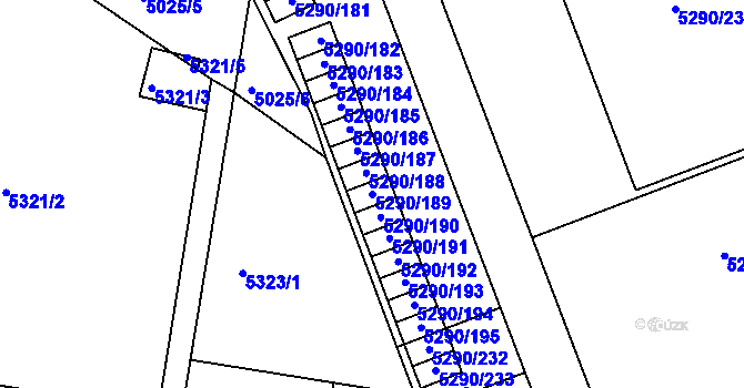 Parcela st. 5290/189 v KÚ Přerov, Katastrální mapa