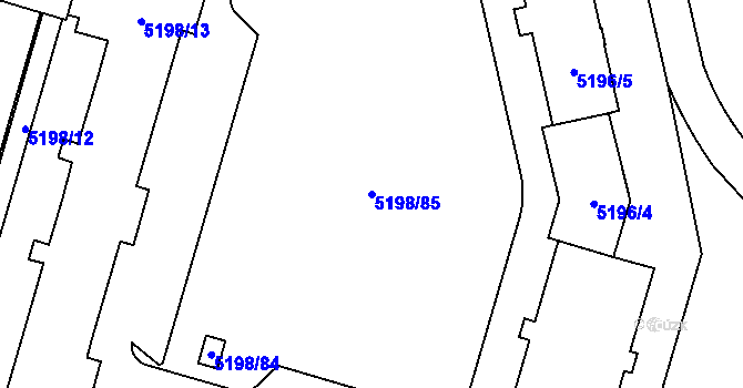 Parcela st. 5198/85 v KÚ Přerov, Katastrální mapa