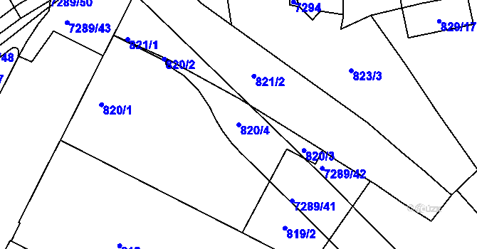 Parcela st. 820/4 v KÚ Přerov, Katastrální mapa