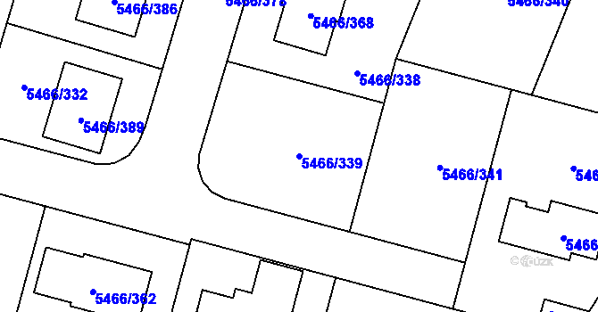 Parcela st. 5466/339 v KÚ Přerov, Katastrální mapa