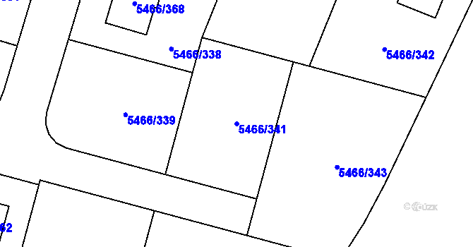 Parcela st. 5466/341 v KÚ Přerov, Katastrální mapa