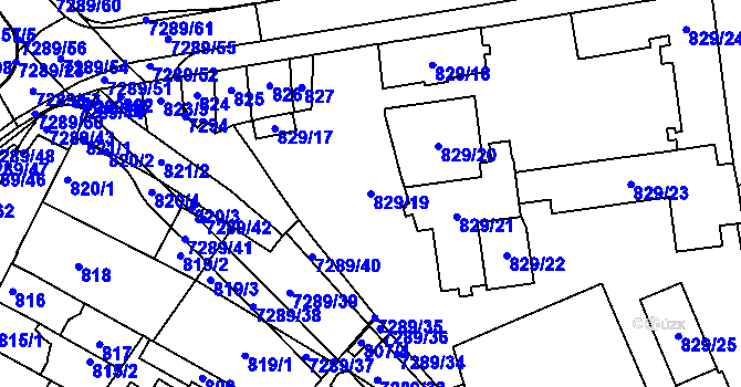 Parcela st. 829/19 v KÚ Přerov, Katastrální mapa