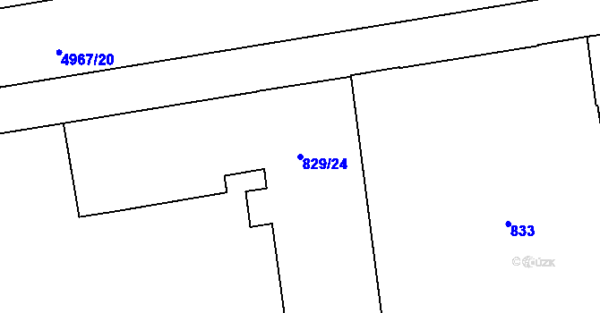 Parcela st. 829/24 v KÚ Přerov, Katastrální mapa