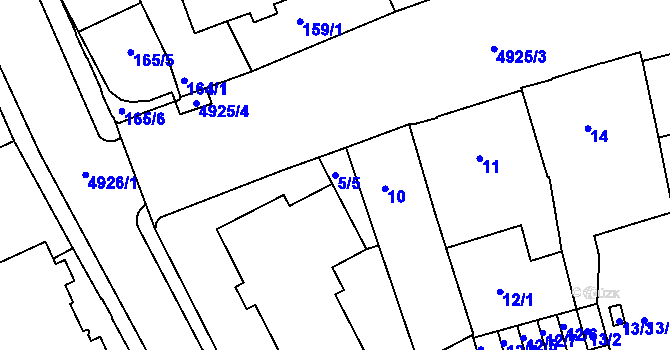 Parcela st. 5/5 v KÚ Přerov, Katastrální mapa