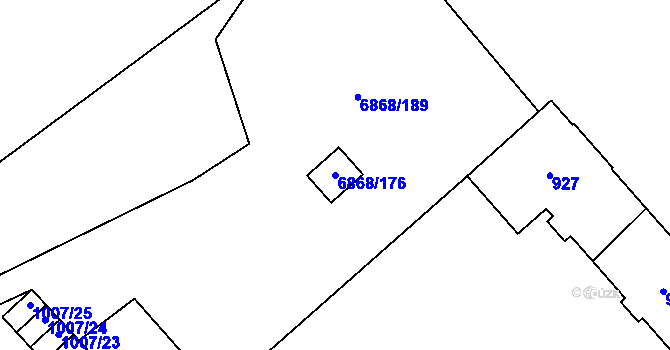 Parcela st. 6868/176 v KÚ Přerov, Katastrální mapa
