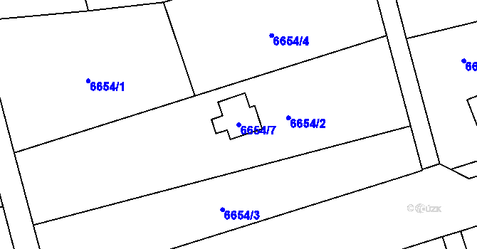 Parcela st. 6654/7 v KÚ Přerov, Katastrální mapa