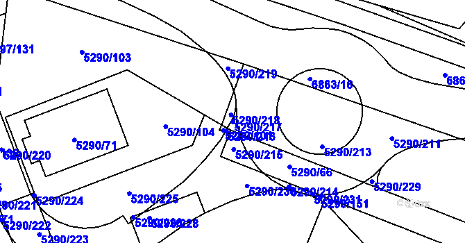 Parcela st. 5290/217 v KÚ Přerov, Katastrální mapa